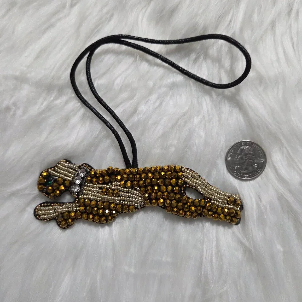 Beaded Leopard Design Bag Charm